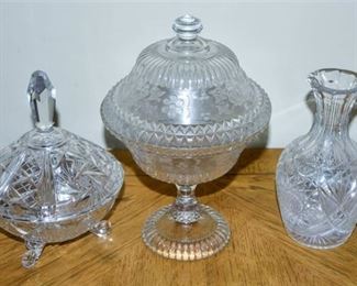 188. Cut Glass Serving Dishes and Vase