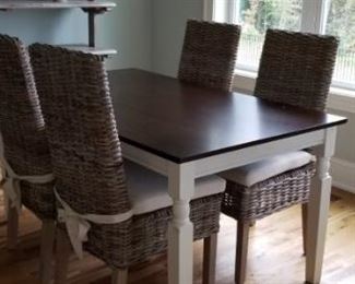 Farmhouse table is 5 x 3. Priced separately.