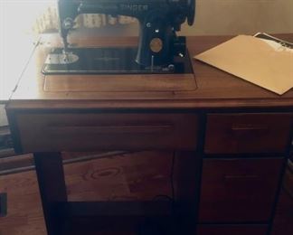 Singer Sewing Machine with Cabinet, accessories, notions and more.  Easy to use!  