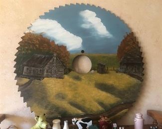 We have several of these paintings done on saw blades.
