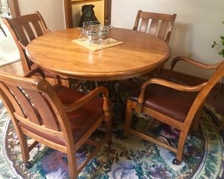 Here's a better picture of the dinette set or game table by Ethan Allen - we have a leaf in it now, but this shows how it can be compacted for limited space.  I LOVE this table & chairs set.