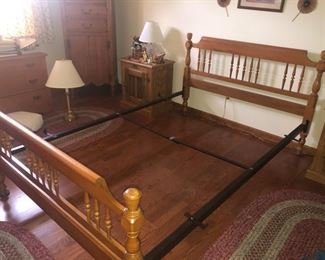 Queen bed and frame.