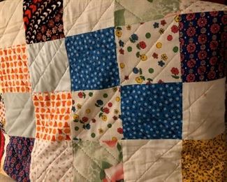 Various hand-made quilts