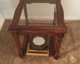 End table - wood & glass