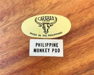 Vintage Carabao Monkey Pod Wood Acacia Philippines Salad Bowl Set