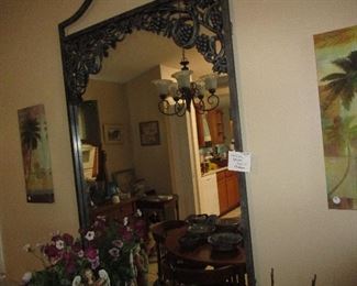 Grape motif mirror in metal