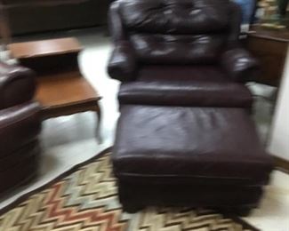 Leather chair & ottoman