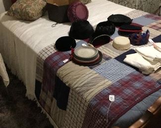 Bed, vintage ladies' hats