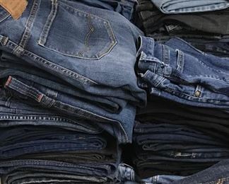 Jeans in many sizes for women and men in our lower level Clothing Area