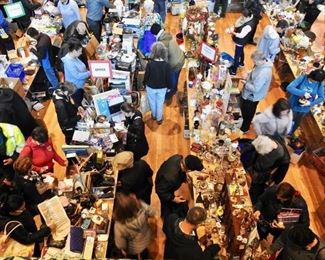 Gigantic White Elephant Department with household goods including kitchenware, glassware, small electronics (all tested and working), holiday decor, luggage, pet equipment, umbrellas, AND MORE. It's breathtaking to behold. First floor. 