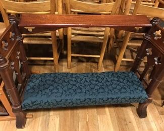 Refurbished and re-upholstered prayer bench in lovely condition. Perfect for private home worship. White Elephant furniture area.