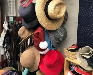 Women's hats in the Accessories Room of Women's Clothing. Lower Level.