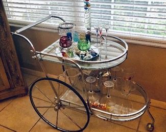 Contemporary Chrome & Glass Bar Cart - $145

