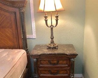 2 Matching Multi-purpose Marble Top Night Tables w/3 Drawers - $185 EACH (Great for any room of the house!)  (30W  19-1/2D  31H)

