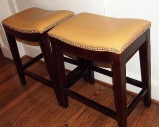 Pr. Nice Leather Top Bar Stools