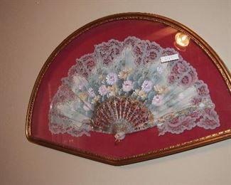 Gorgeous Framed Antique Fan