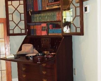 Nice Vintage Mahogany Secretary, Western Hat, belts and boots