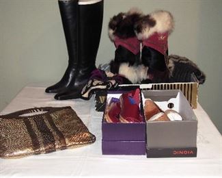 R. Lauren Boots, Whiting and Davis vintage handbag