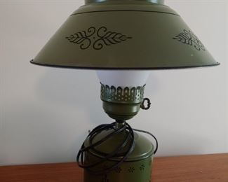 Vintage Green Toleware Lamp