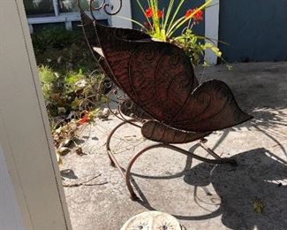 Butterfly plant stand, owl garden tile