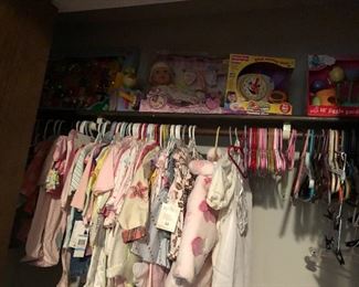 Girls clothing (many new with tag), toys (new in box)