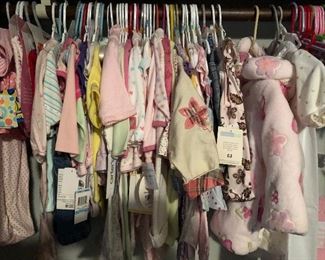 Girls baby clothes (many new with tag, Carter’s, more)