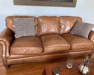 Leather couch w/matching love seat and side seat and ottoman
