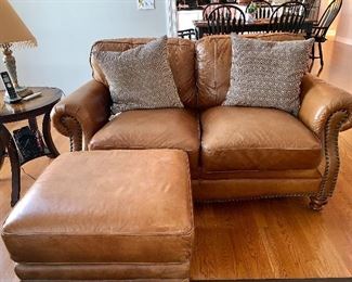 Leather couch w/matching love seat and side seat and ottoman