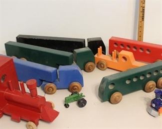 Vintage handmade wooden toy train
