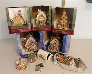 Lighted Christmas village houses, decorative power cord, etc.
