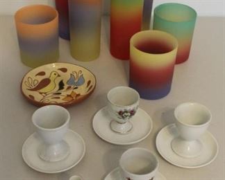 Rainbow Glass Set, Poached Cups and Saucers and More
