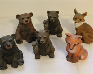 Resin Bears & Fox Figurines
