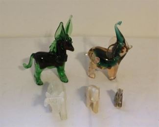  Murano Glass Donkey & Elephant Figurines
