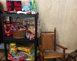 Antique child's rocking chairs, games