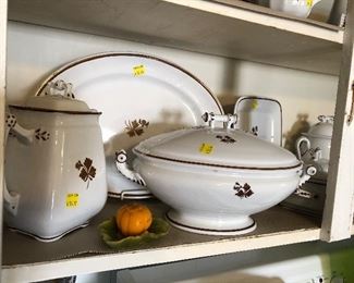 Tea Leaf ironstone large sugar bowl, tureen, tray