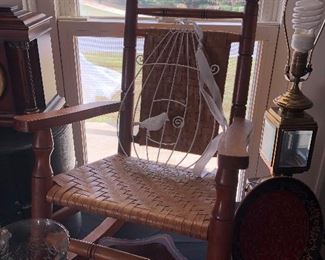 Antique Child's rocking chair and home decor