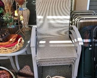 Patio set, 4 tan chairs w/matching table - $125