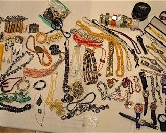 Lots of Fine and Costume Jewelry, Gold Watch,  Watches