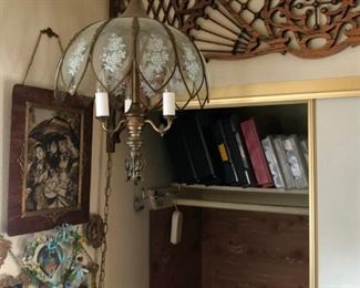 Hanging lamp, wood fretting