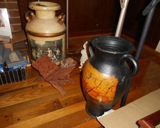 Milk Can, and Painted Pottery Jar