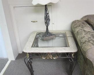 Marble Iron & Glass Table