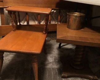 Maple two tiered table, small square table.