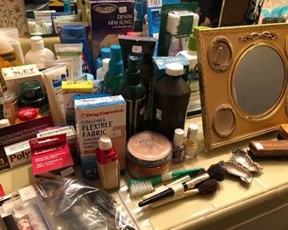 Old and new bath and beauty products.