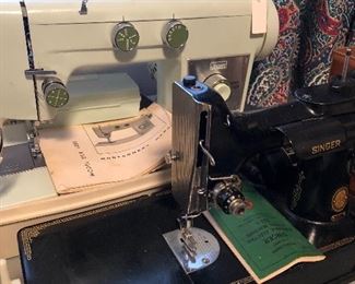 Montgomery Ward portable and Singer Featherweight machines.