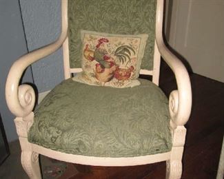 FRENCH STYLE ARM CHAIR WITH SCROLL ARMS
