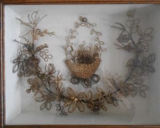Stunning Victorian hair braided picture in a shadow box!