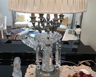 Antique large crystal lamp