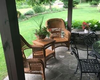 Wrought Iron table and 6 chairs, Wicker furniture, 