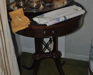 drum table and tea set