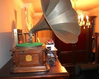 Antique Columbia Disc Graphophone with Horn